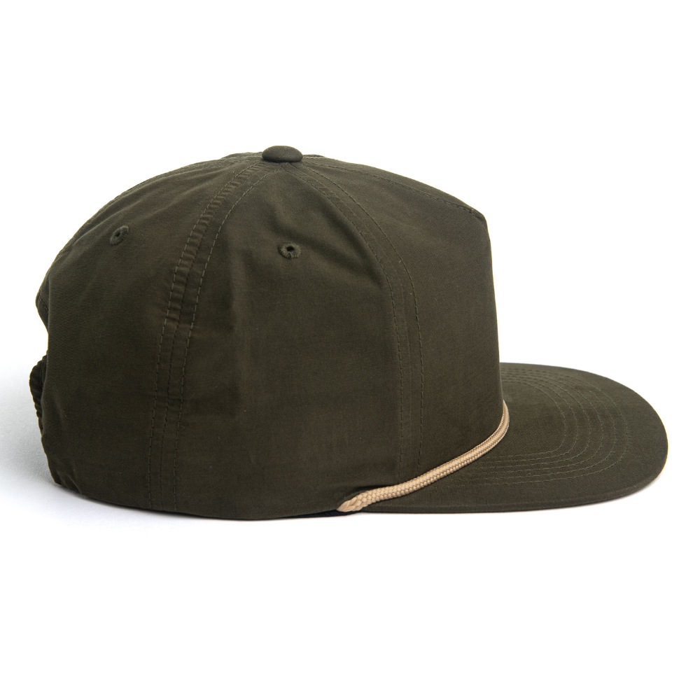 Snapback With Rope Hats 5 Panel Flat Brim Unstructured Embroidered Logo Single Row Buckle Snapback Closure Contrast Color Unisex 5