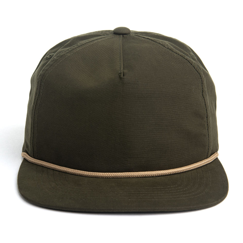 Snapback With Rope Hats 5 Panel Flat Brim Unstructured Embroidered Logo Single Row Buckle Snapback Closure Contrast Color Unisex 3