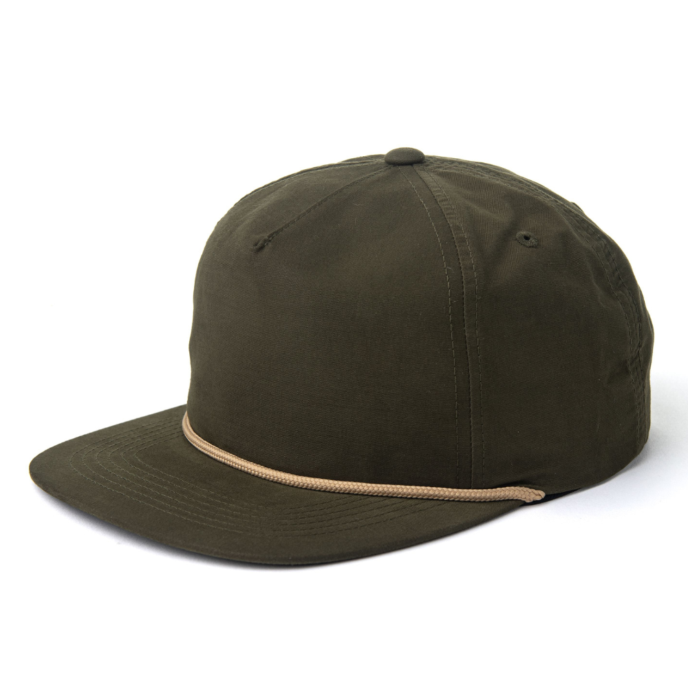 Snapback With Rope Hats 5 Panel Flat Brim Unstructured Embroidered Logo Single Row Buckle Snapback Closure Contrast Color Unisex 4