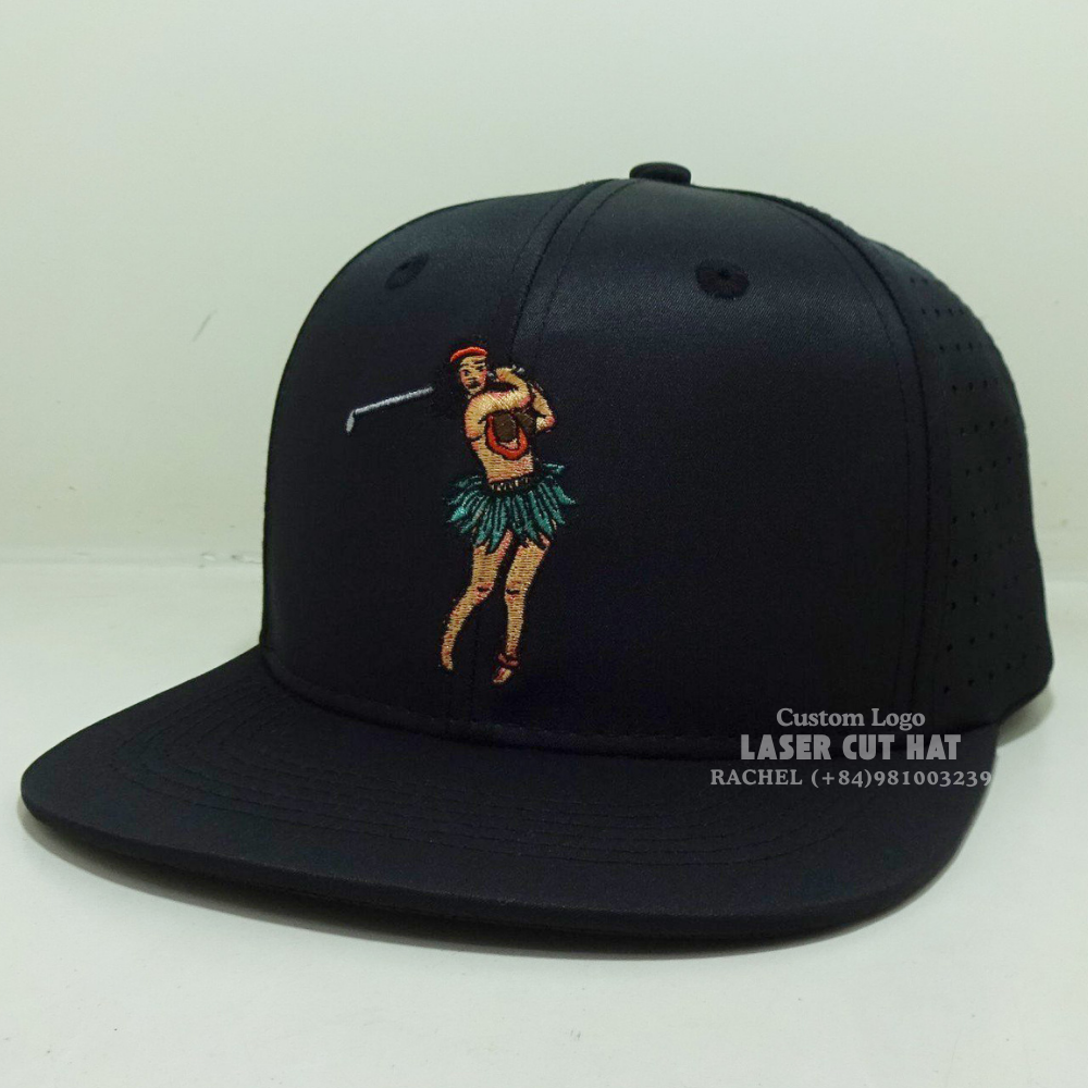 Special Snapback Caps Laser Cut Hole Perforated Embroidered Logo On Front Structured Hats Private Label On Sweatband OEM Vietnam 4