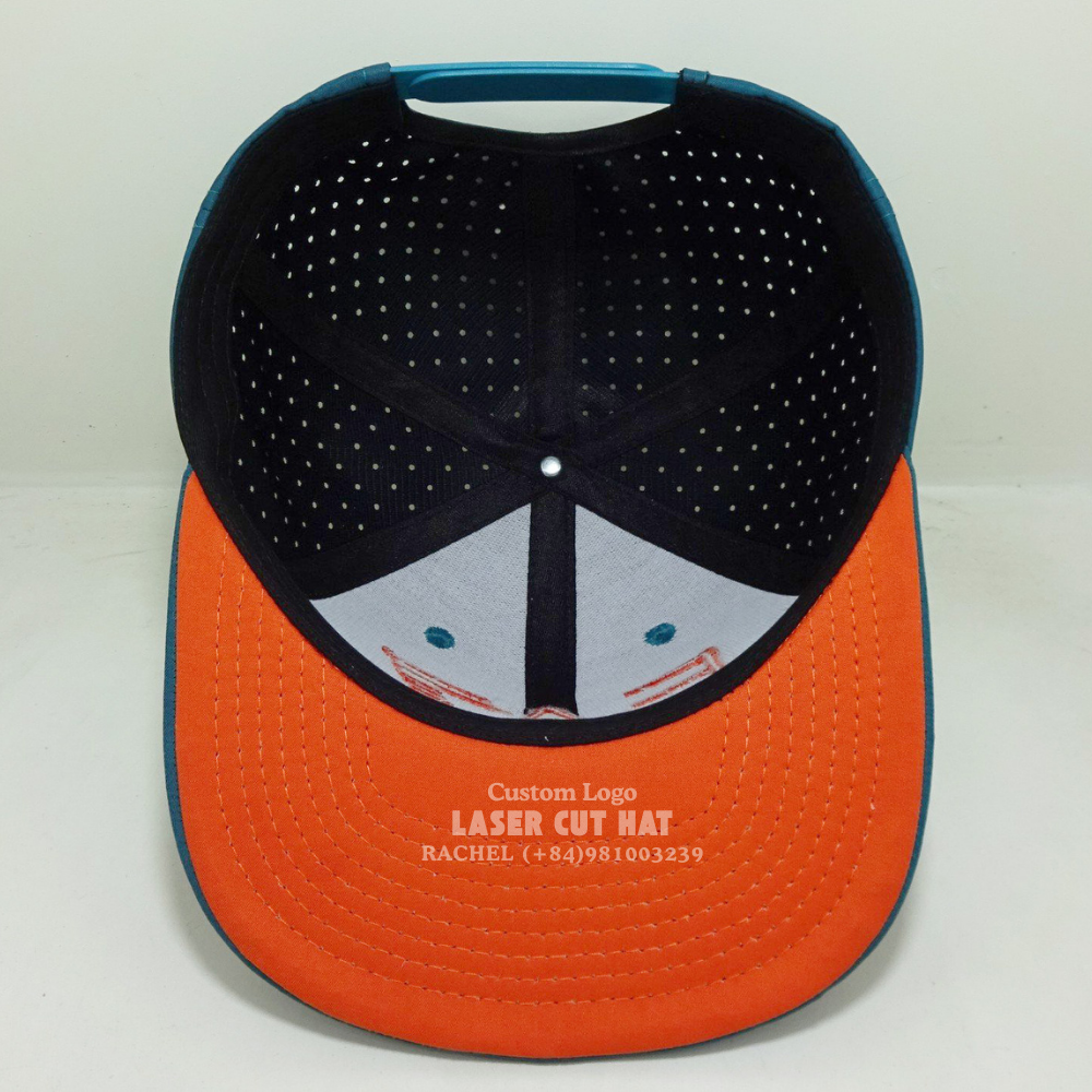 Special Under Brim Custom Snapback Embroidered Logo 6 Panel Structured Caps Laser Cut Hole Perforated Adjustable Snapback Unisex 6