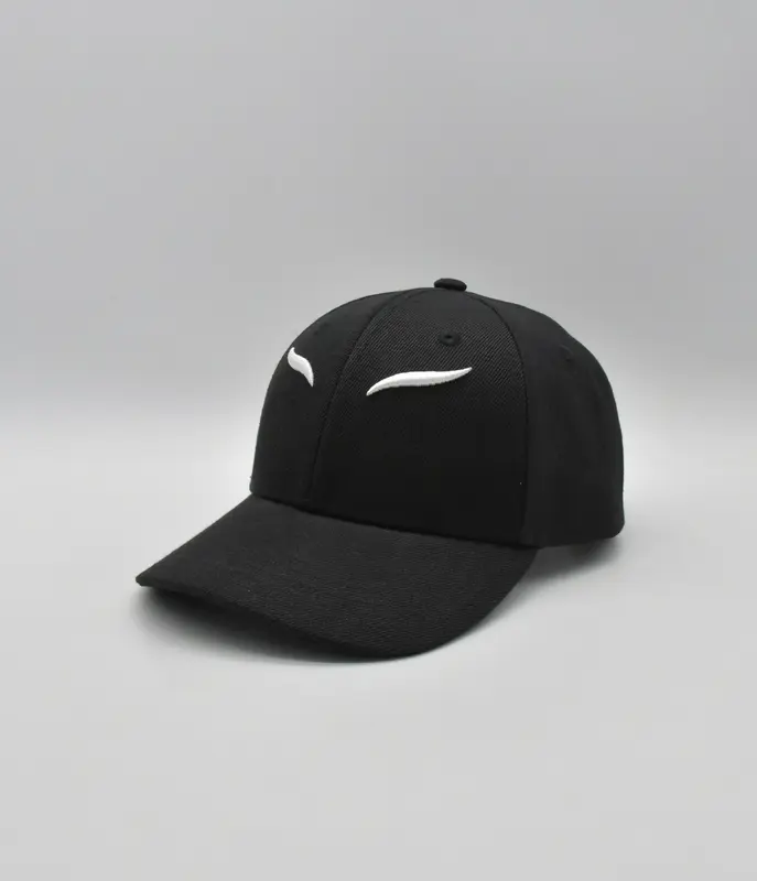 Sport Fashion 6-Panel Curved Brim 3D Embroidery High Quality Black Color Medium Profile Cotton/Polyester Fabric Baseball Cap 2