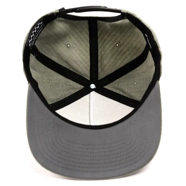 Sports Cap High Quality Wholesale Products Hat with Rope Custom Logo 5-Panel Flat Brim Gray Color Medium Profile Snapback Cap 3