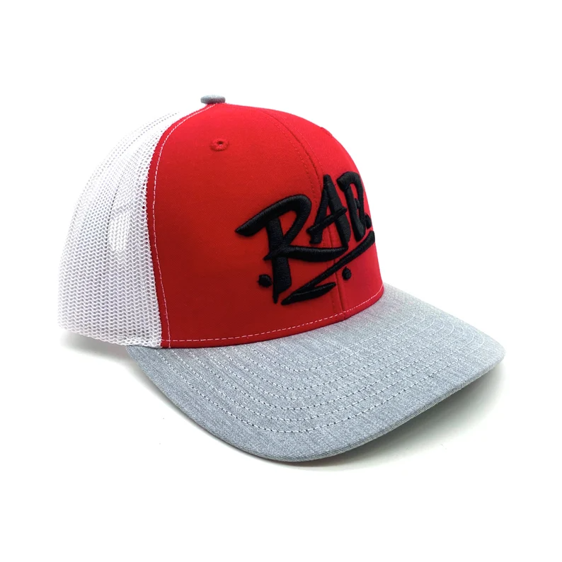 Sports Cap Wholesale Products 6-Panel Curved Brim High Quality Red Color Medium Profile Mesh Back Trucker Hats 3