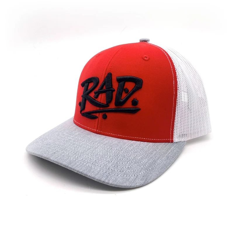 Sports Cap Wholesale Products 6-Panel Curved Brim High Quality Red Color Medium Profile Mesh Back Trucker Hats 2