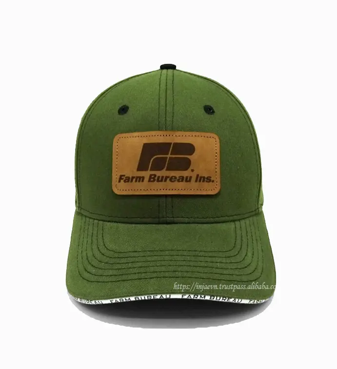 Sporty Style Unisex 6-Panel Curved Brim High Quality Green Color 65% Cotton and 35% Polyester Baseball Cap From Vietnam Supplier 1