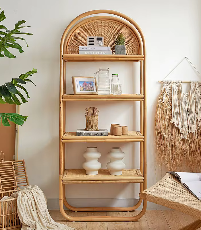 Standing rattan bookshelf Made In Vietnam Eco-friendly material used for Home decoration Storage shelf Wholesale 4