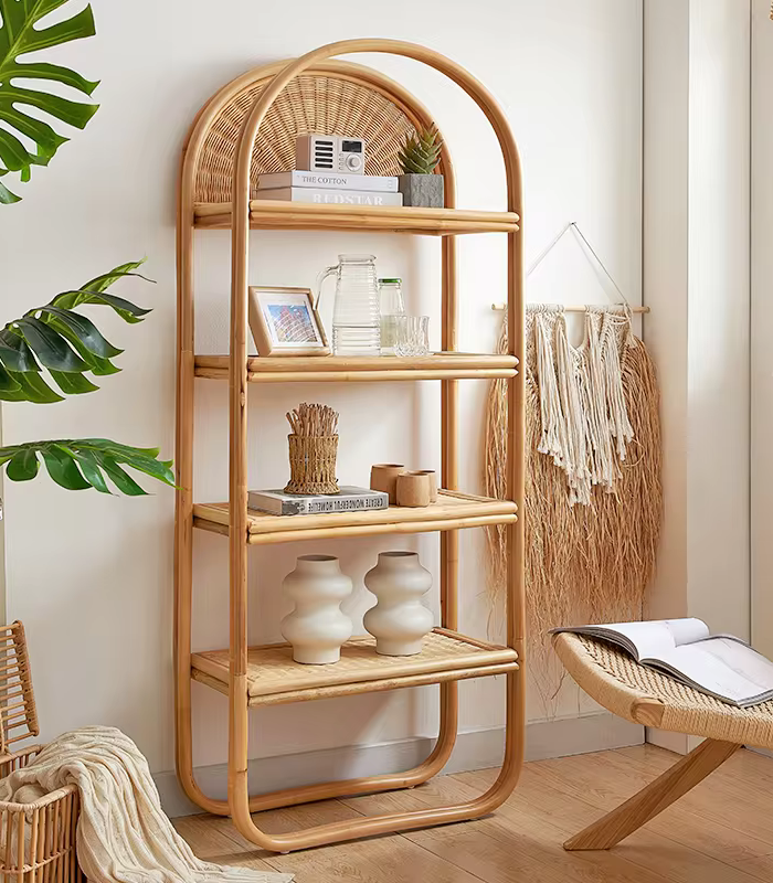 Standing rattan bookshelf Made In Vietnam Eco-friendly material used for Home decoration Storage shelf Wholesale 5