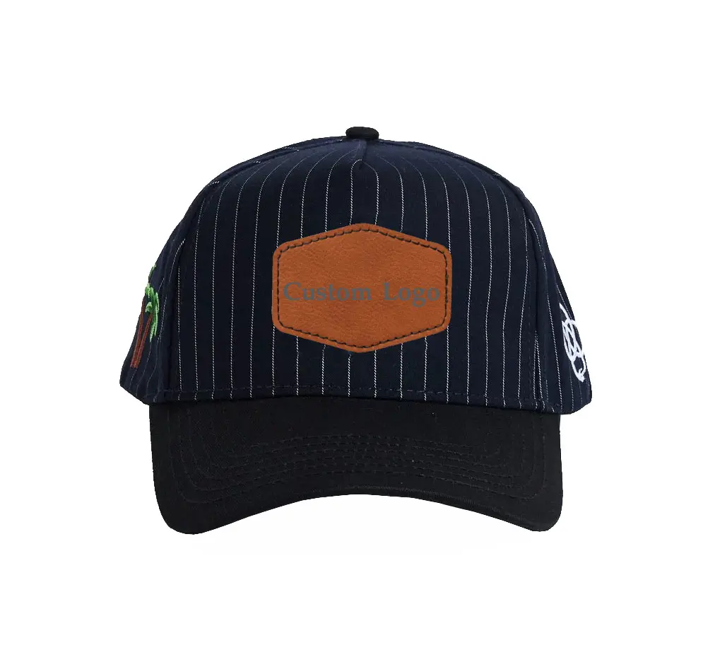Striped-Pattern Wholesale Products Custom Logo 5 Panels Curved Brim High Quality Medium Profile Cotton Dad Hat Baseball Cap 3