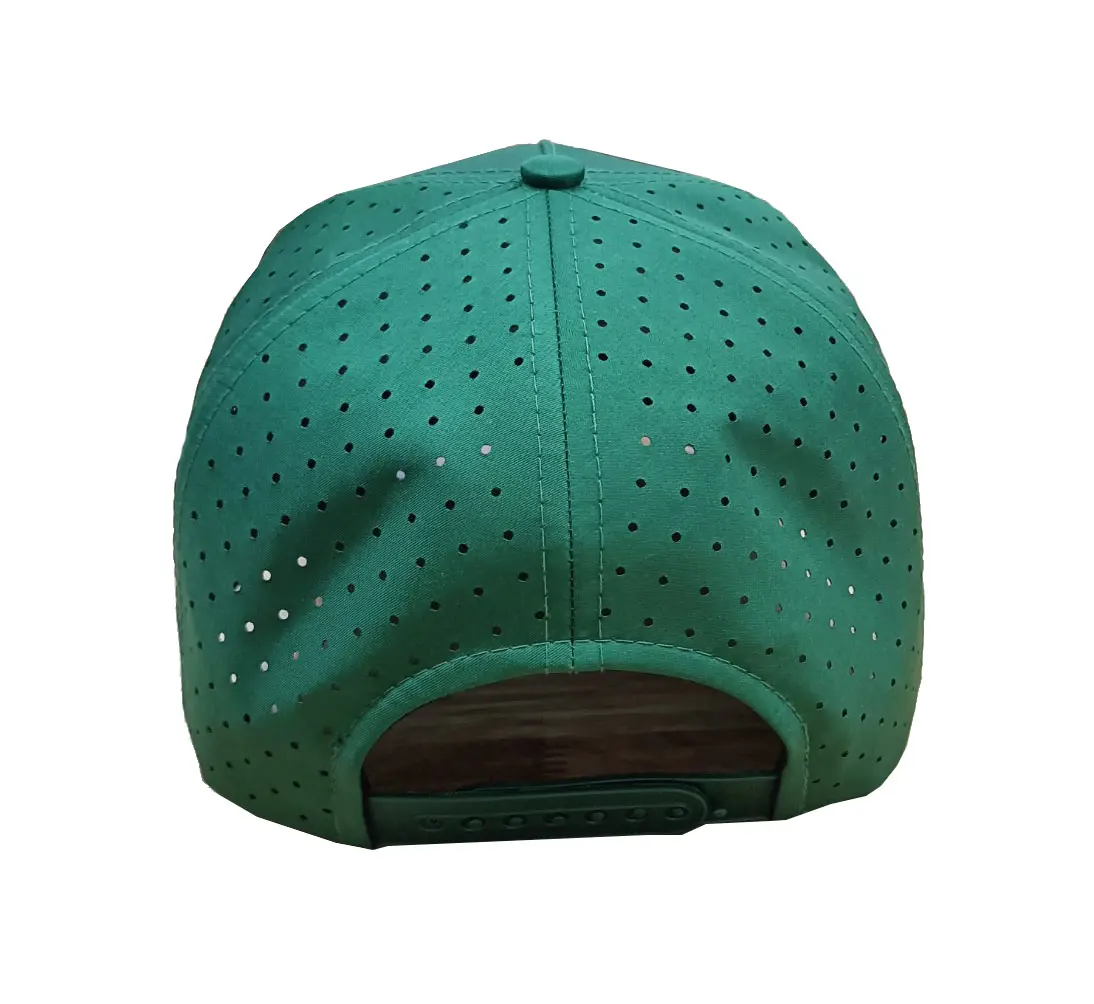 Structured 5-Panel Curved Brim High Quality Green Color Medium Profile Adjustable Cotton and Polyester Fabric Baseball Caps 5