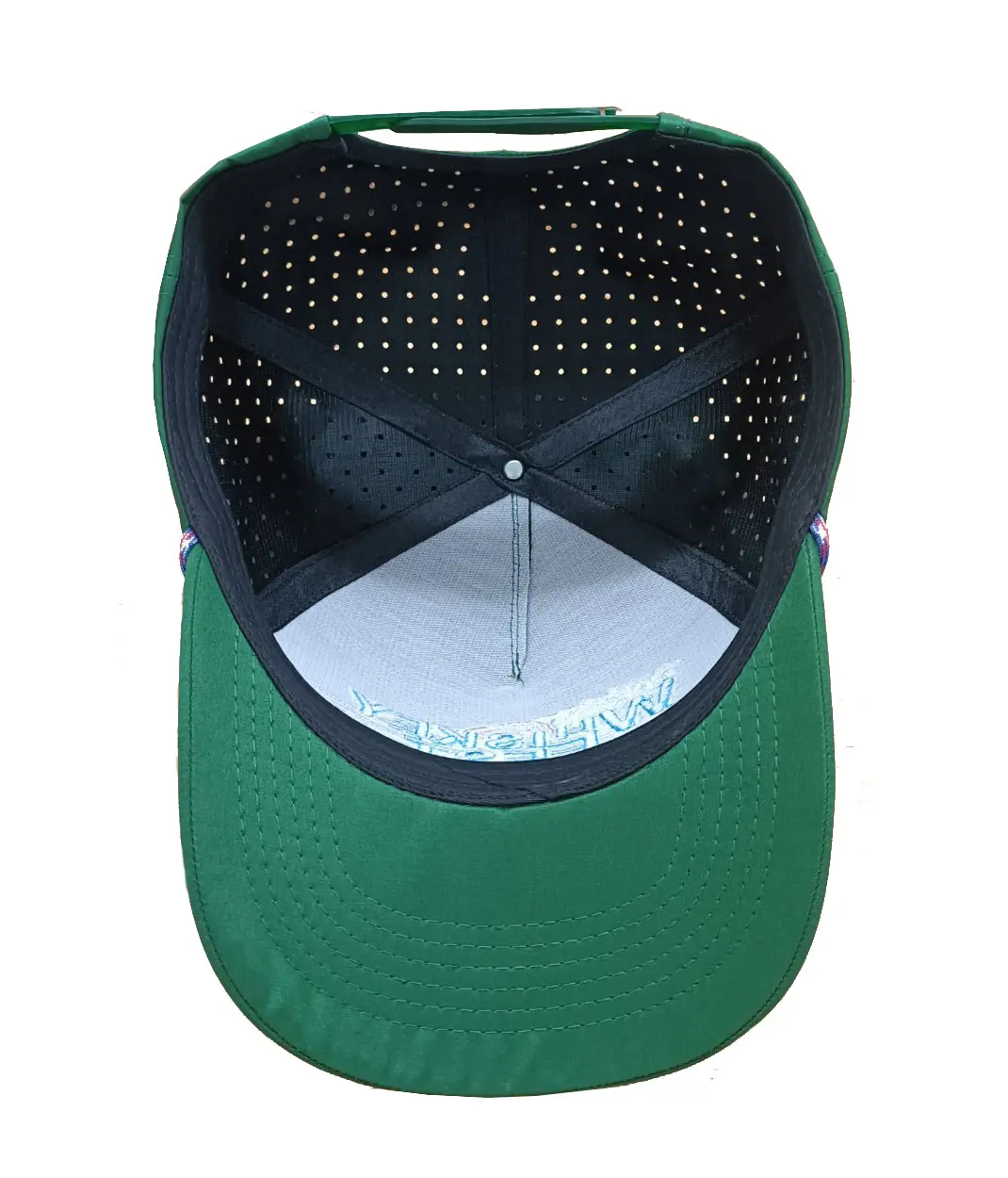 Structured 5-Panel Curved Brim High Quality Green Color Medium Profile Adjustable Cotton and Polyester Fabric Baseball Caps 6