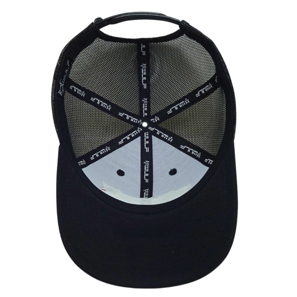 Structured 6 Panel Trucker Hat Red Logo Patch and Logo Printed Seam Tapes Plastic Single Breasted Buckle Wholesale High Quality 5
