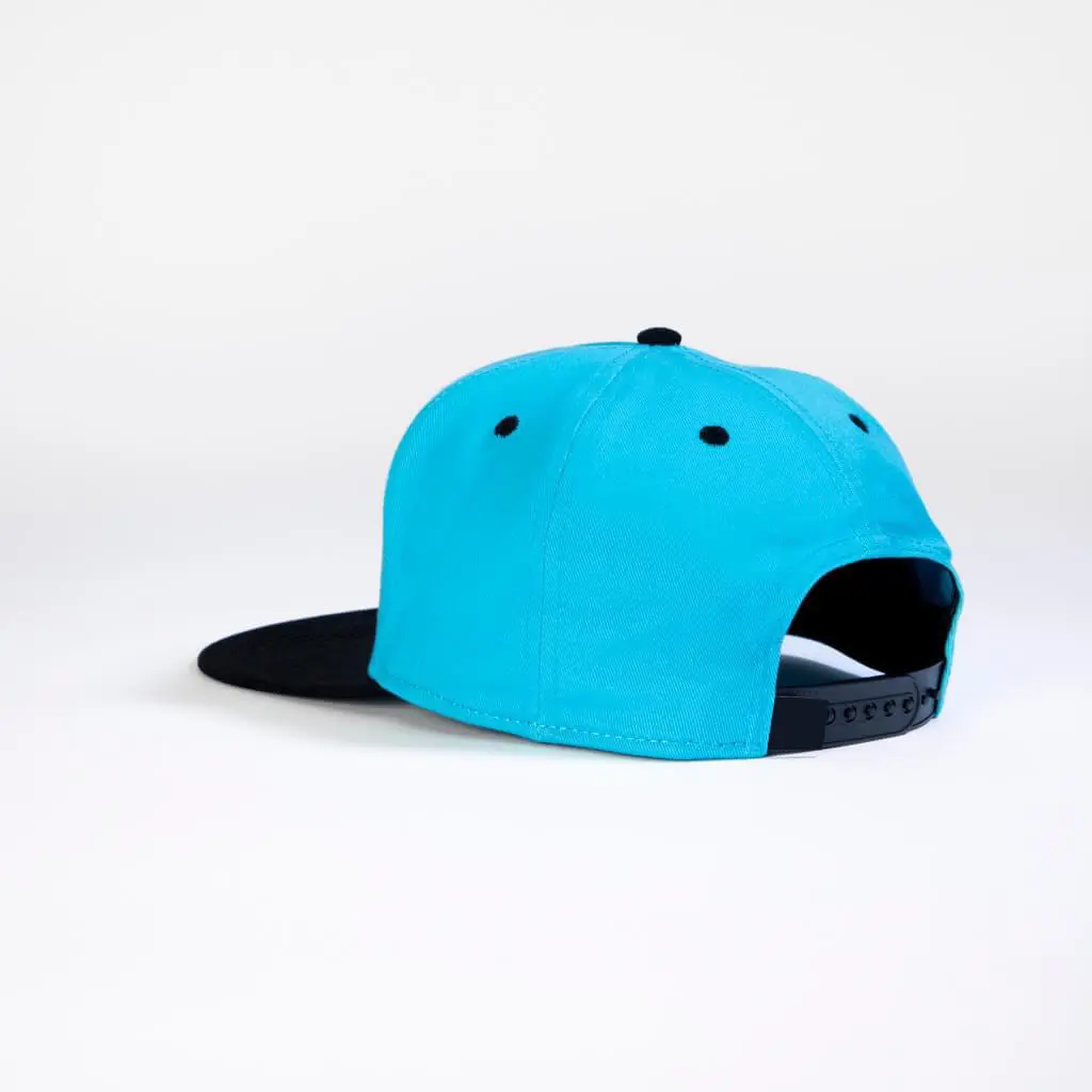 Structured Digital Printing 2D Embroidery Blue Color 5-Panel Flat Brim High Quality High Profile Adjustable Snapback Caps 4
