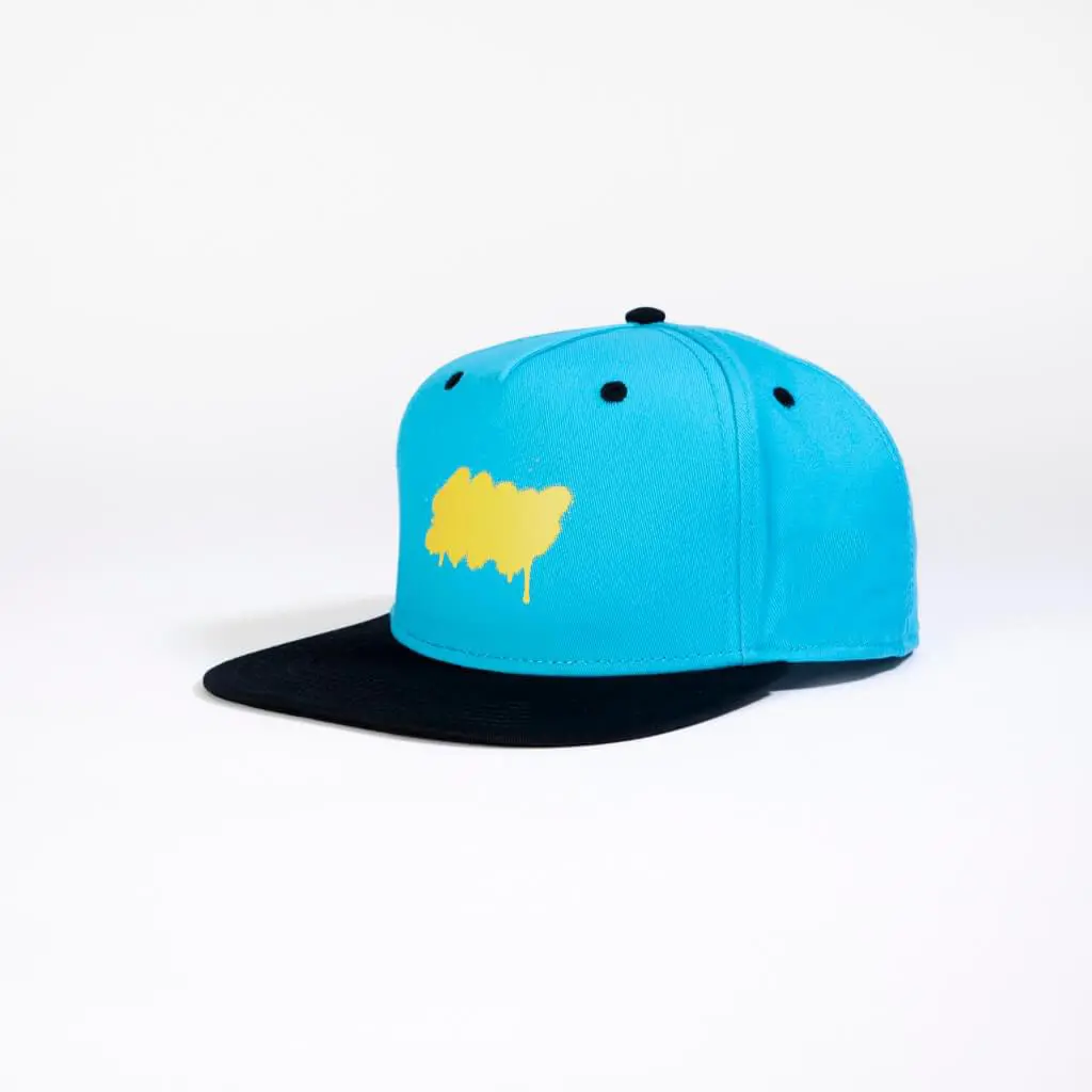 Structured Digital Printing 2D Embroidery Blue Color 5-Panel Flat Brim High Quality High Profile Adjustable Snapback Caps