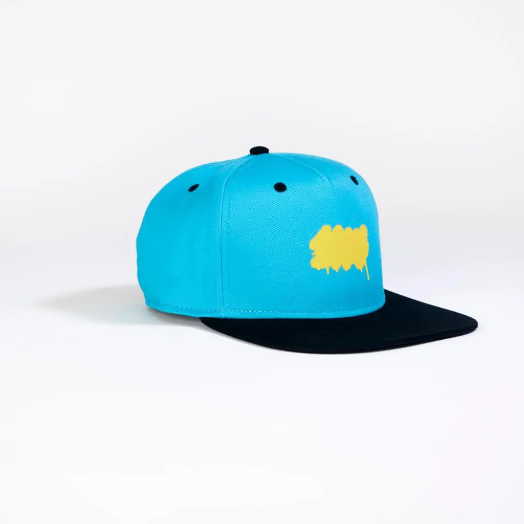 Structured Digital Printing 2D Embroidery Blue Color 5-Panel Flat Brim High Quality High Profile Adjustable Snapback Caps 2