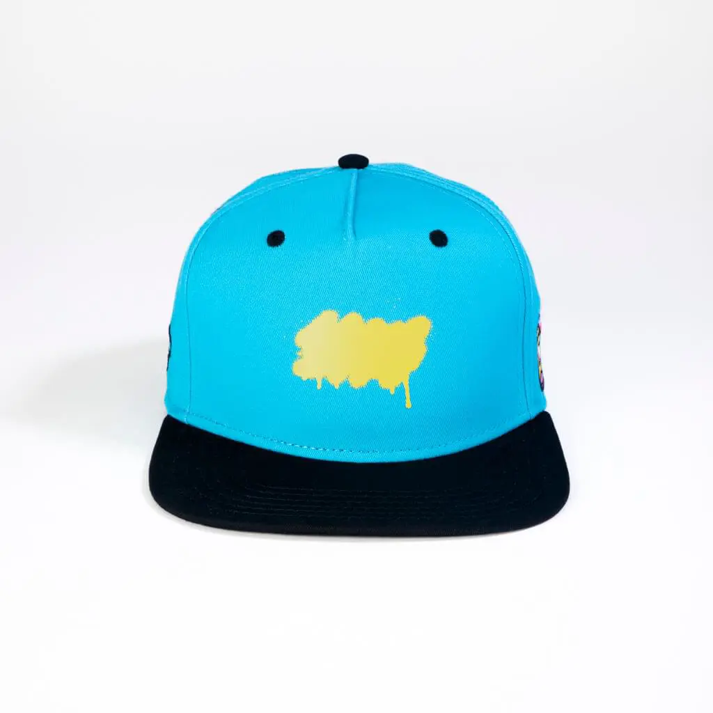 Structured Digital Printing 2D Embroidery Blue Color 5-Panel Flat Brim High Quality High Profile Adjustable Snapback Caps 3