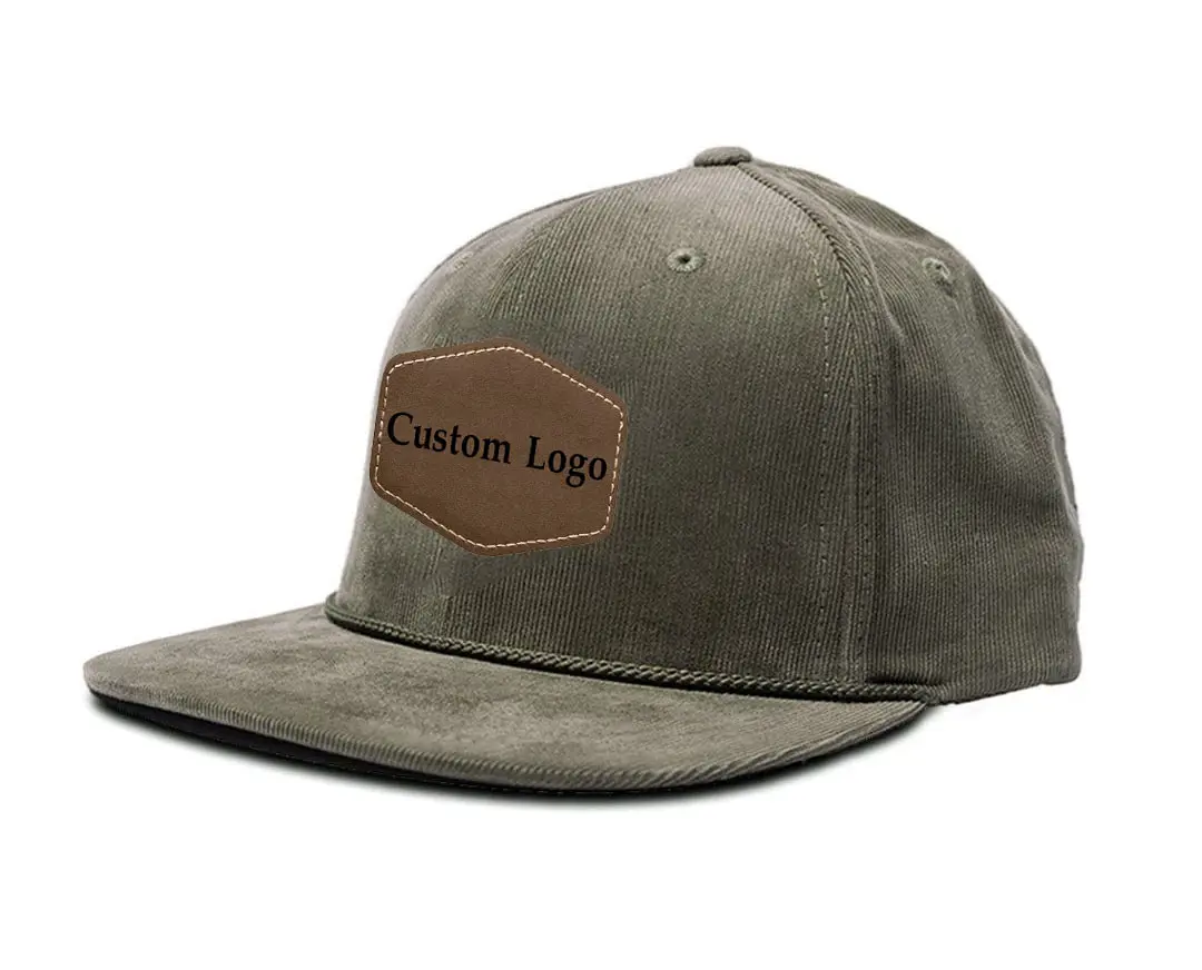 Structured Hiphop Custom Corduroy Snapback Caps Wholesale Flat Cap High Quality 6 Panels Adjustable Size Classic Snapback Caps 2