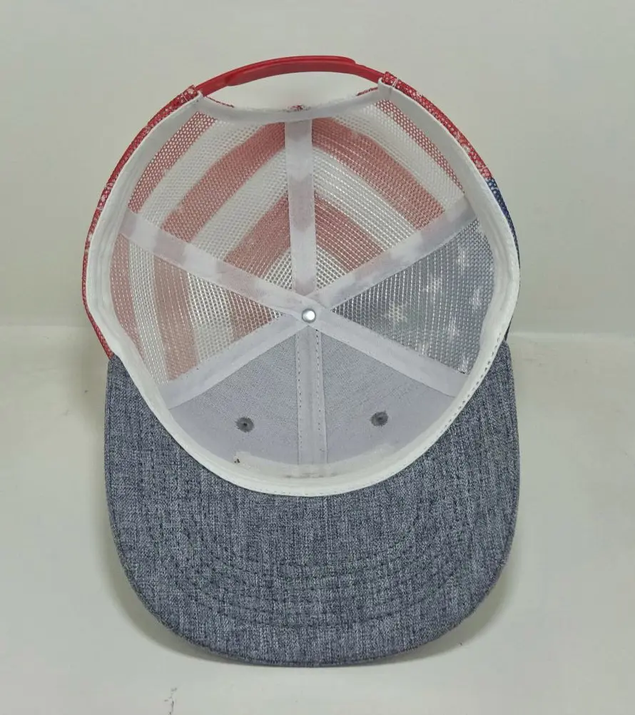 Structured Leather logo 6-Panel High Quality Grey Color Medium Profile Cotton and Mesh Fabric Trucker Hat in Vietnam Factory 5