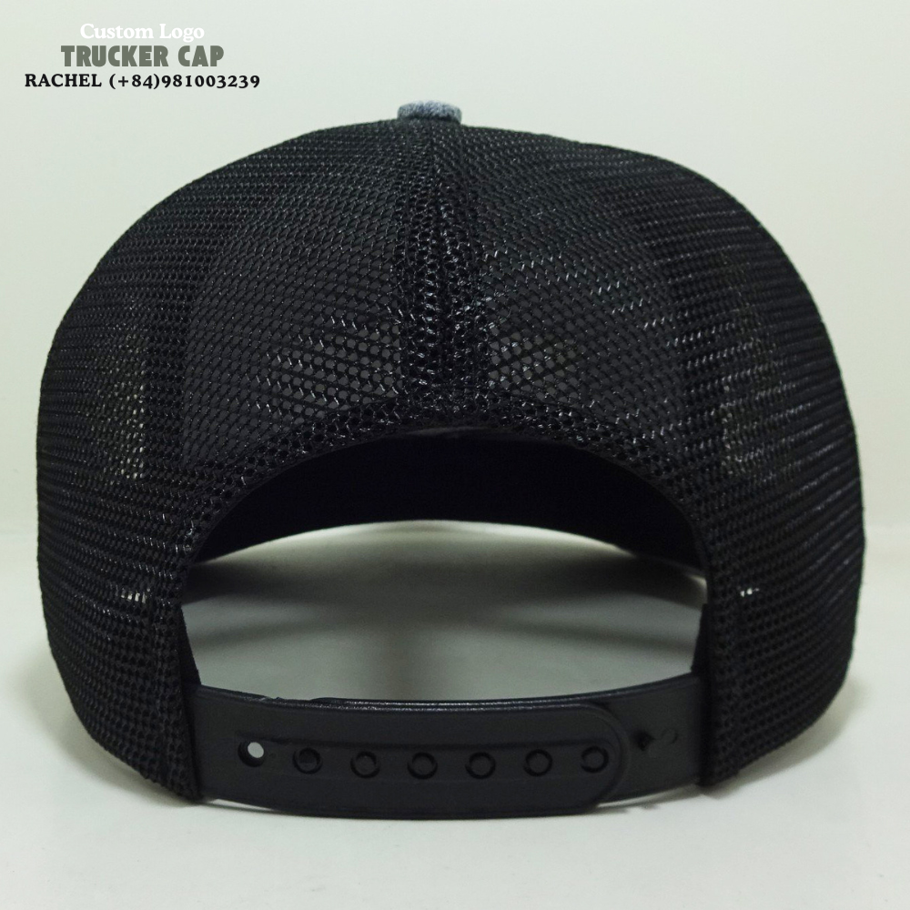 Structured Trucker Hats 6 Panel Woven/Embroidered Logo Patch On Front And Left Side Loden/Black Curved Brim Breathable Mesh OEM 7