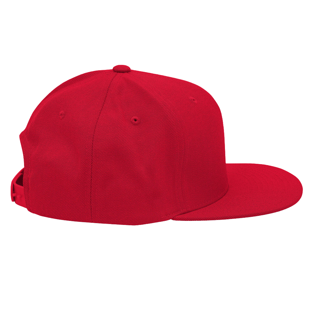 Structured/Unstructured Classic Snapback 6 Panel Red Solid Color Embroidery Logo Flat Brim Plastic Single Row Buckle Unisex OEM 4