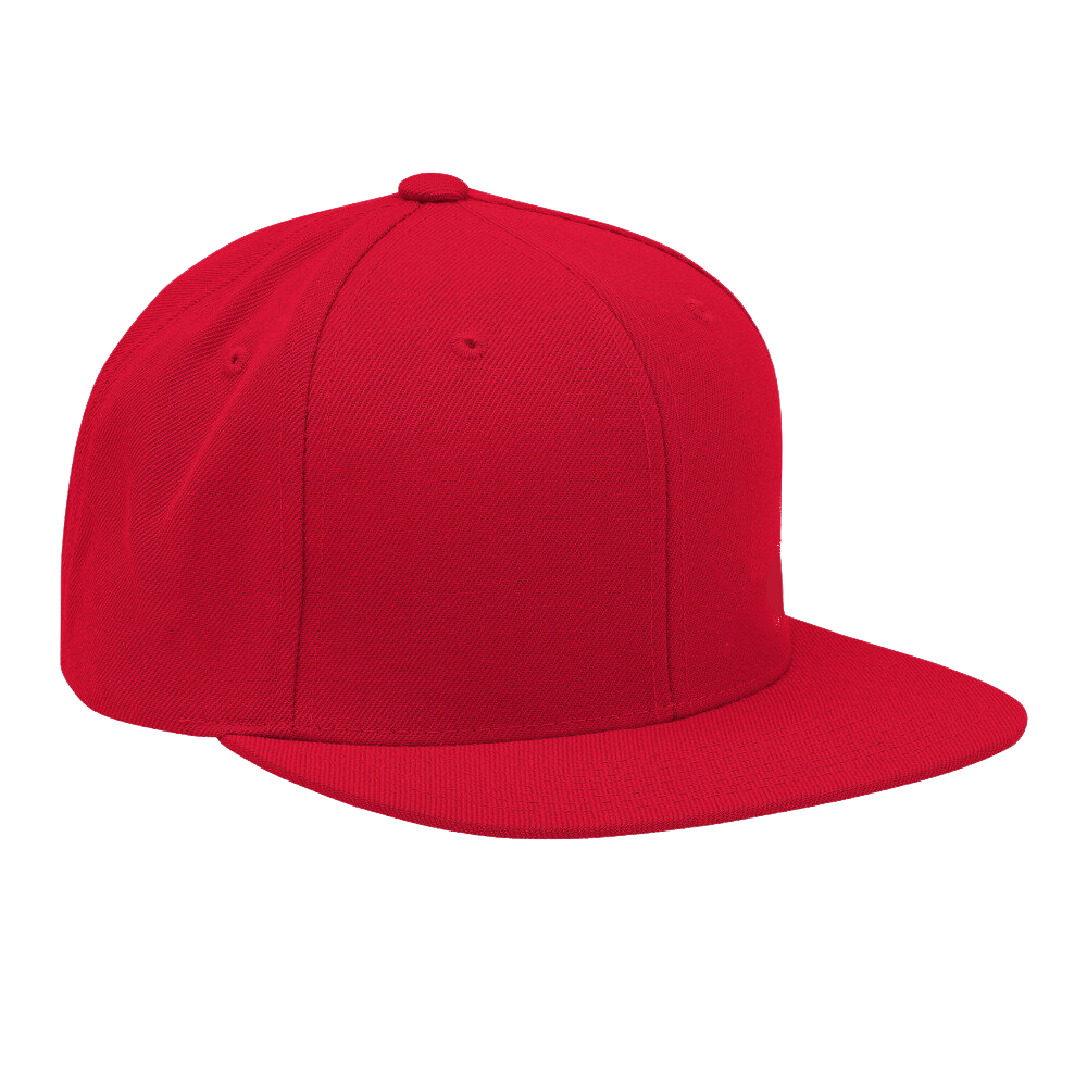 Structured/Unstructured Classic Snapback 6 Panel Red Solid Color Embroidery Logo Flat Brim Plastic Single Row Buckle Unisex OEM 5