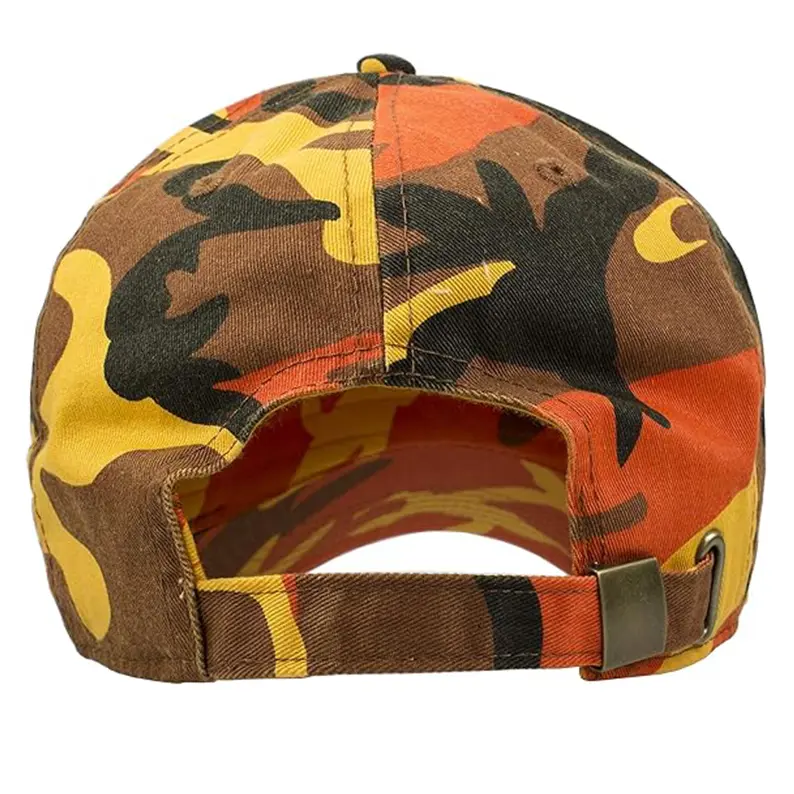 Summer Styles Camo Baseball Cap Cotton Twill 6 Panel Dad Hat with Metal Buckle Closure Custom Gorras OEM Vietnam Factory 6