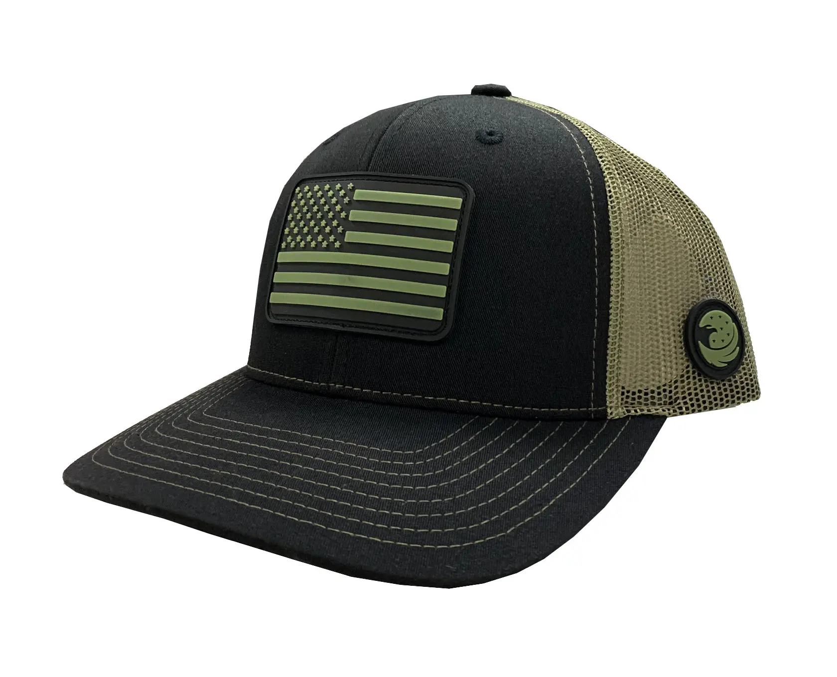 Support Samples Mix Olive/Black Color PVC-Rubber Logo High Quality Outdoor Wholesale Outdoor Trucker Hat for Men Women 2
