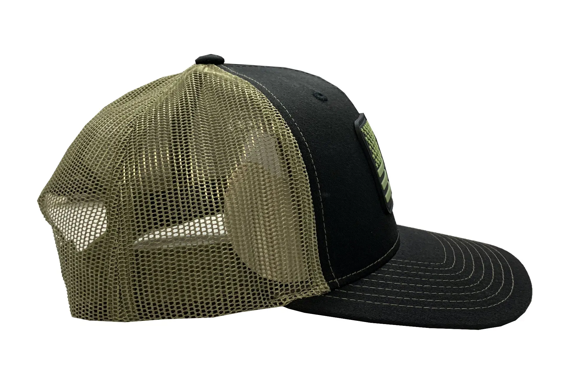 Support Samples Mix Olive/Black Color PVC-Rubber Logo High Quality Outdoor Wholesale Outdoor Trucker Hat for Men Women 4