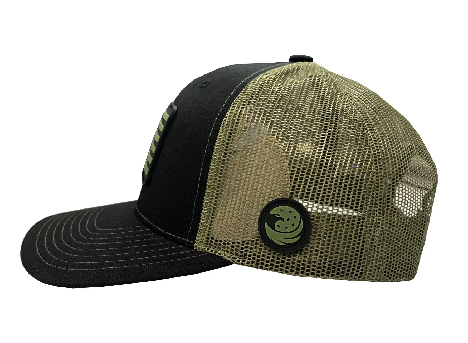 Support Samples Mix Olive/Black Color PVC-Rubber Logo High Quality Outdoor Wholesale Outdoor Trucker Hat for Men Women 3