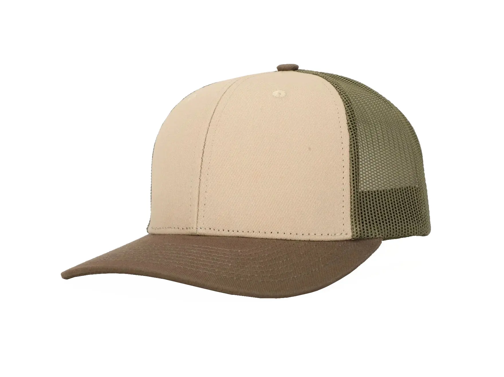 Tobacco/Beige/Light Green Custom Logo Wholesale Products Trucker Hat 6-Panel Curved Brim High Quality Sports Cap Trucker Hat 2