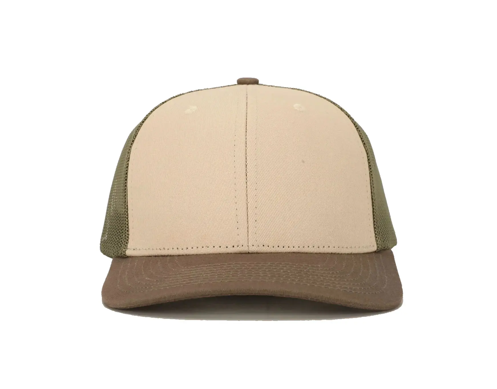Tobacco/Beige/Light Green Custom Logo Wholesale Products Trucker Hat 6-Panel Curved Brim High Quality Sports Cap Trucker Hat 1
