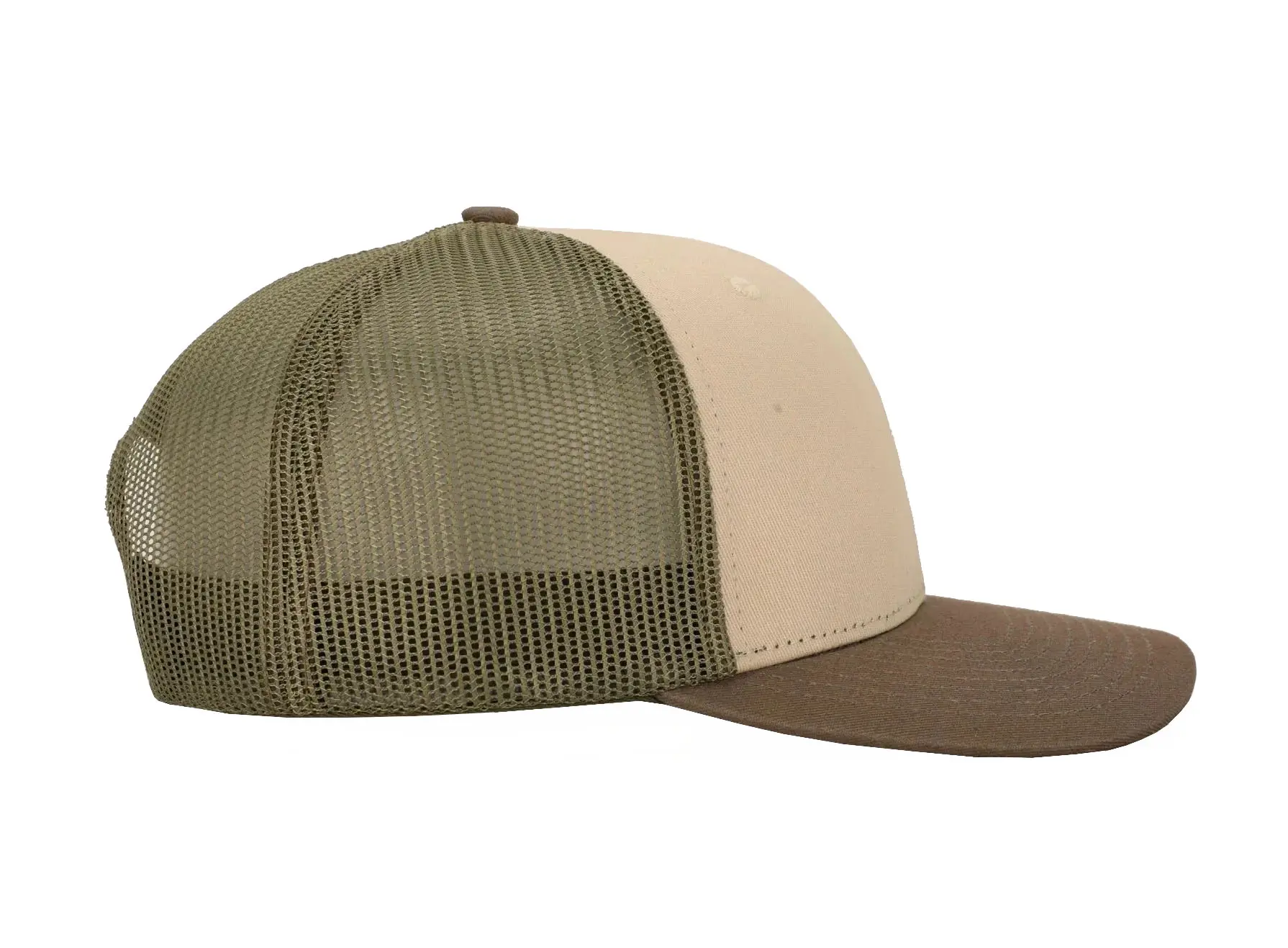 Tobacco/Beige/Light Green Custom Logo Wholesale Products Trucker Hat 6-Panel Curved Brim High Quality Sports Cap Trucker Hat 3