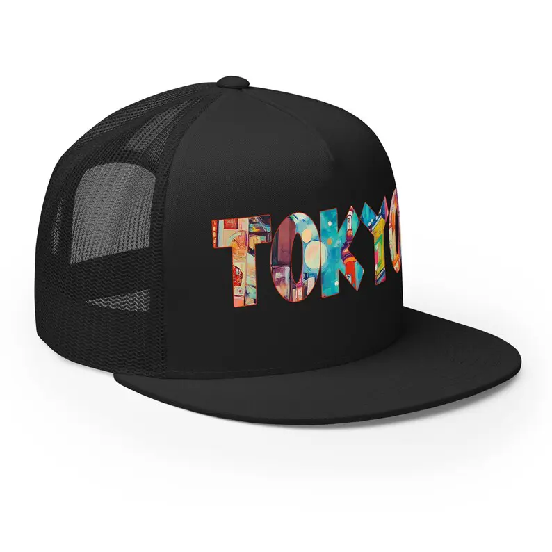 Tokyo Printing Trucker Hat Flat Brim Mesh Back Custom Text Design Logo Gorras Vietnam Made For Men Women Casual Hip Hop Style L1 4