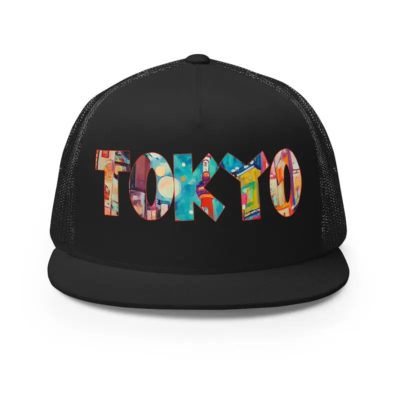 Tokyo Printing Trucker Hat Flat Brim Mesh Back Custom Text Design Logo Gorras Vietnam Made For Men Women Casual Hip Hop Style L1 2