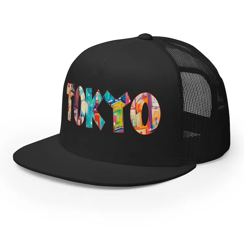 Tokyo Printing Trucker Hat Flat Brim Mesh Back Custom Text Design Logo Gorras Vietnam Made For Men Women Casual Hip Hop Style L1 3
