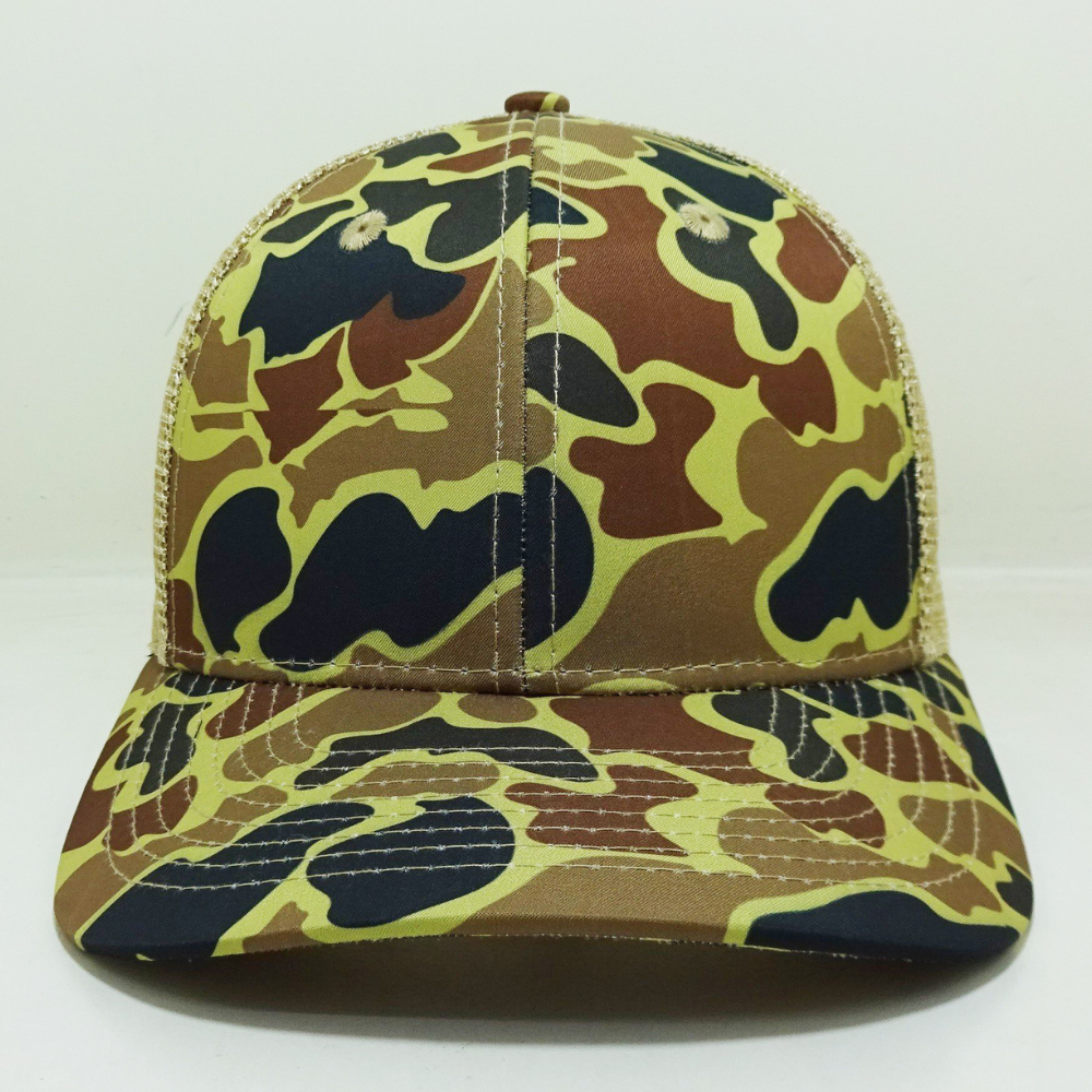 Trendy Camouflage Trucker Hats 6 Panel Slightly Curved Brim Breathable Mesh Adjustable Snapback Closure Vietnam Headwear Hiking 2