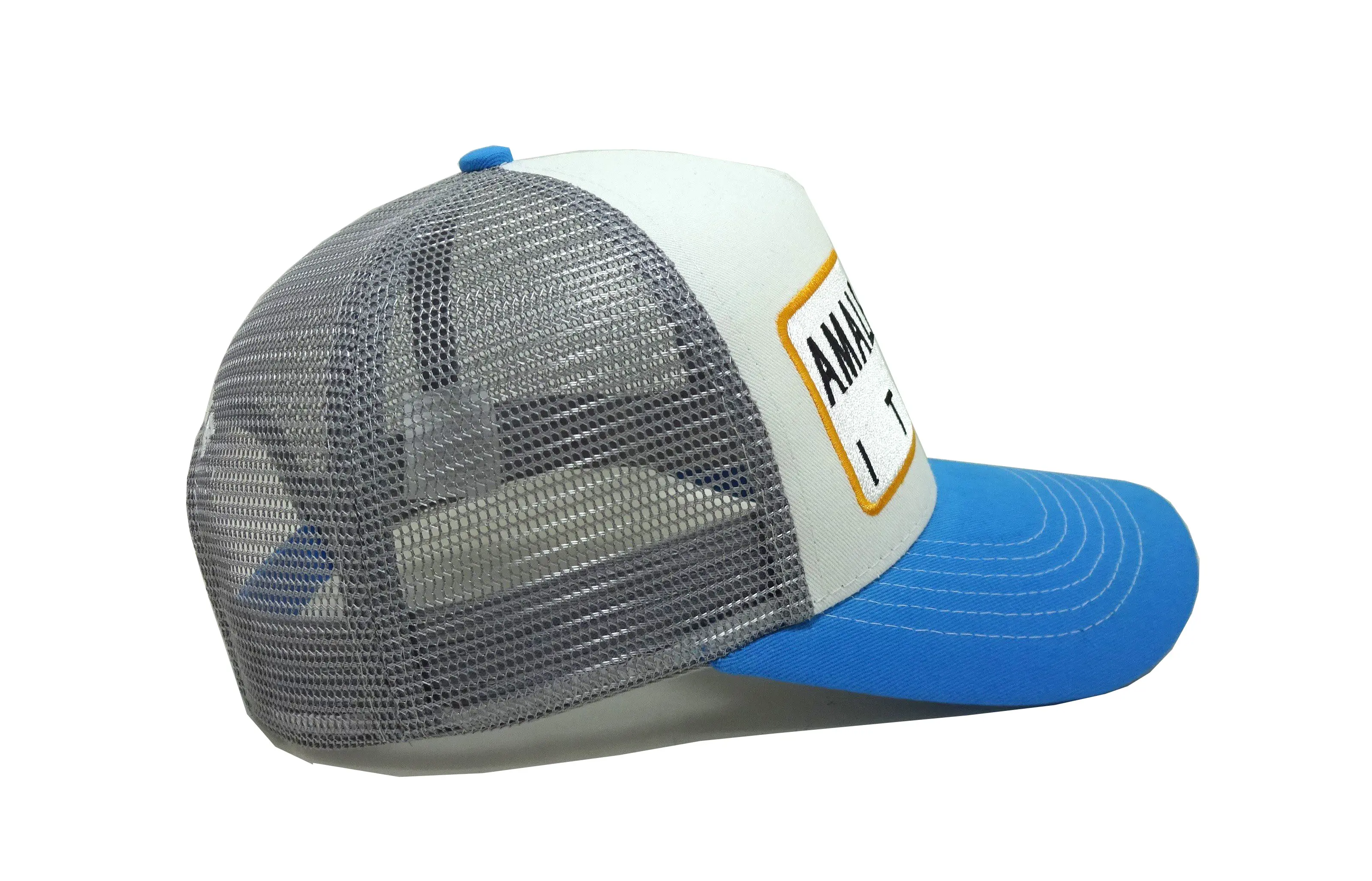 Tri Color Heather Customized Big Embroidery Patch Trucker Hats Custom Woven Patch Vietnam Supplier High Quality 5 Panels 5