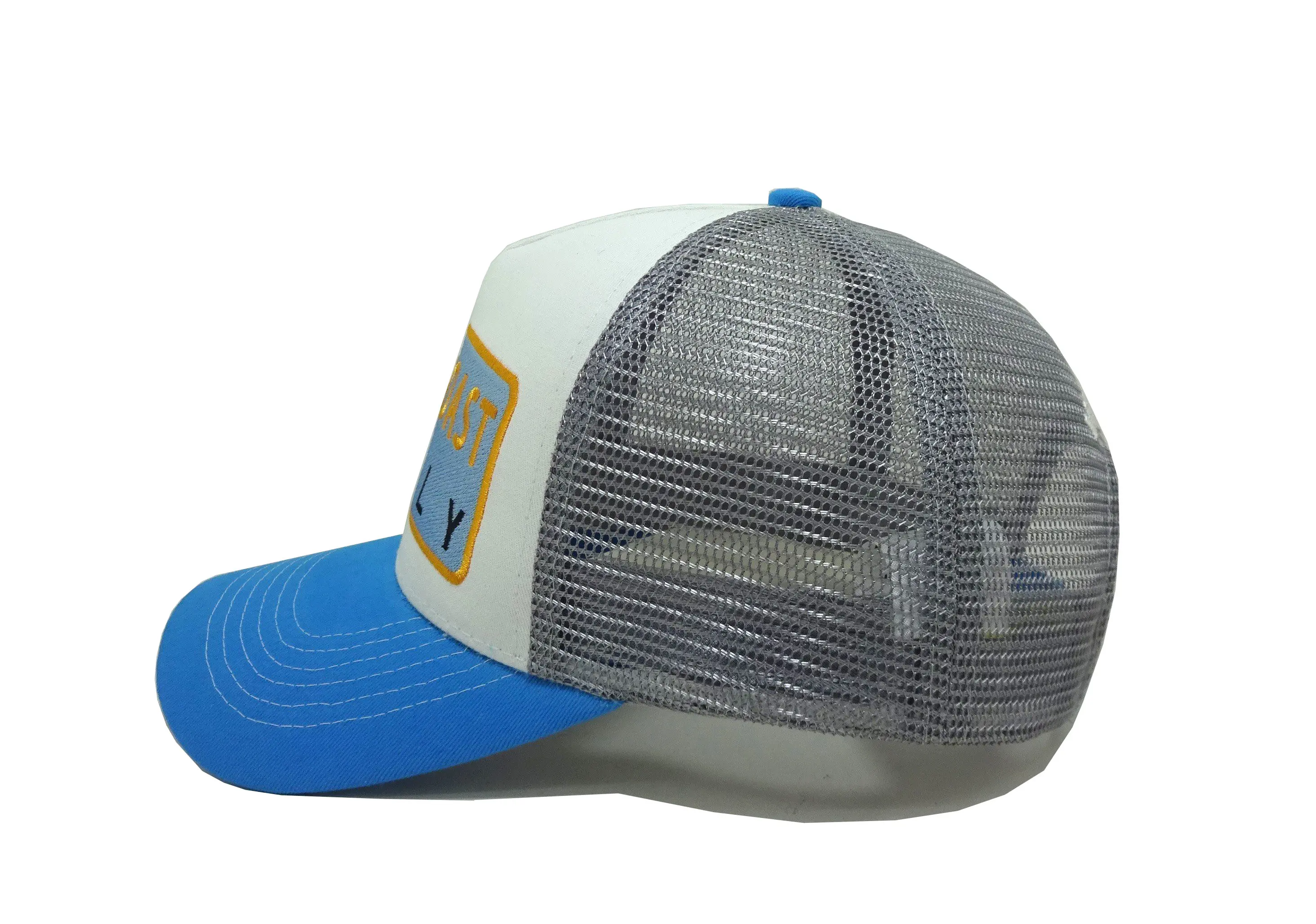 Tri Color Heather Customized Big Embroidery Patch Trucker Hats Custom Woven Patch Vietnam Supplier High Quality 5 Panels 4