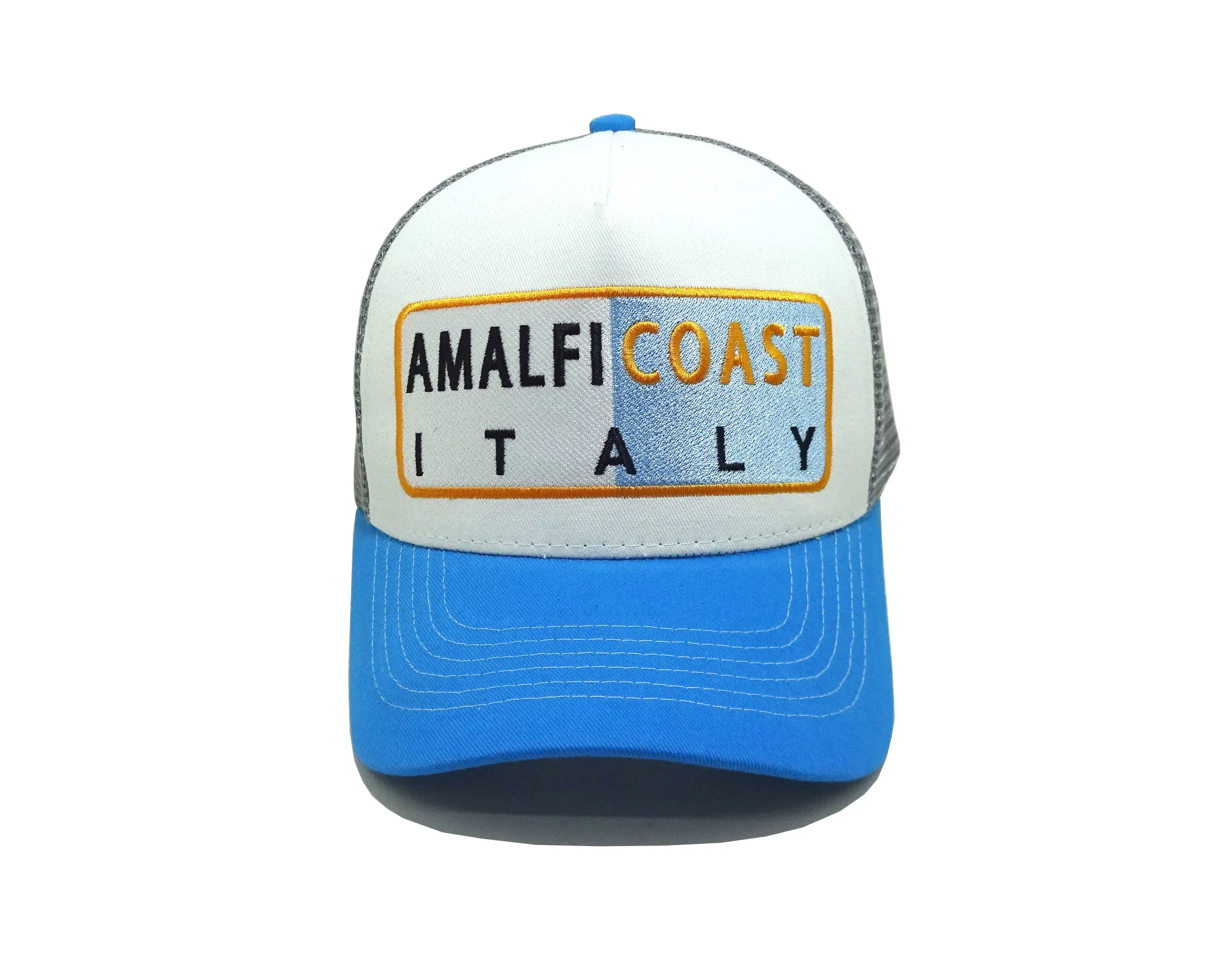 Tri Color Heather Customized Big Embroidery Patch Trucker Hats Custom Woven Patch Vietnam Supplier High Quality 5 Panels