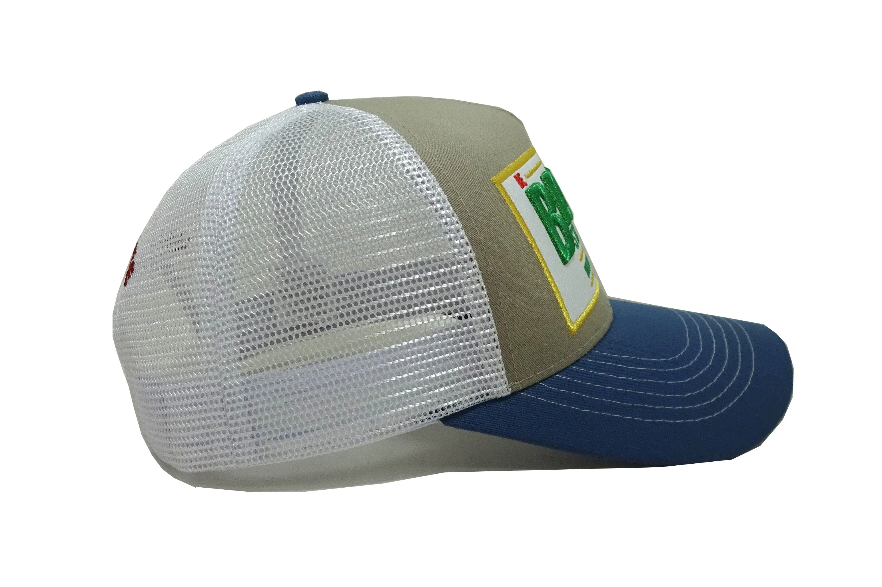 Tri Color Heather High Quality 5 Panels Customized Big Embroidery Patch Trucker Hats Custom Woven Patch Vietnam Supplier 6