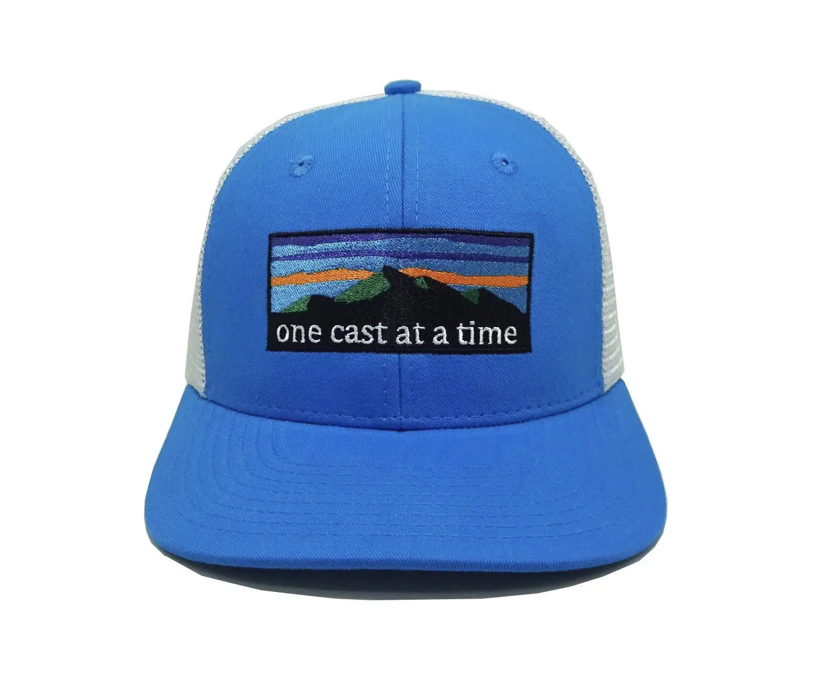 Trucker Cap for Man Medium Profile Blue Color Structured Trucker Hat Curved Brim Cap in Vietnam Factory 1
