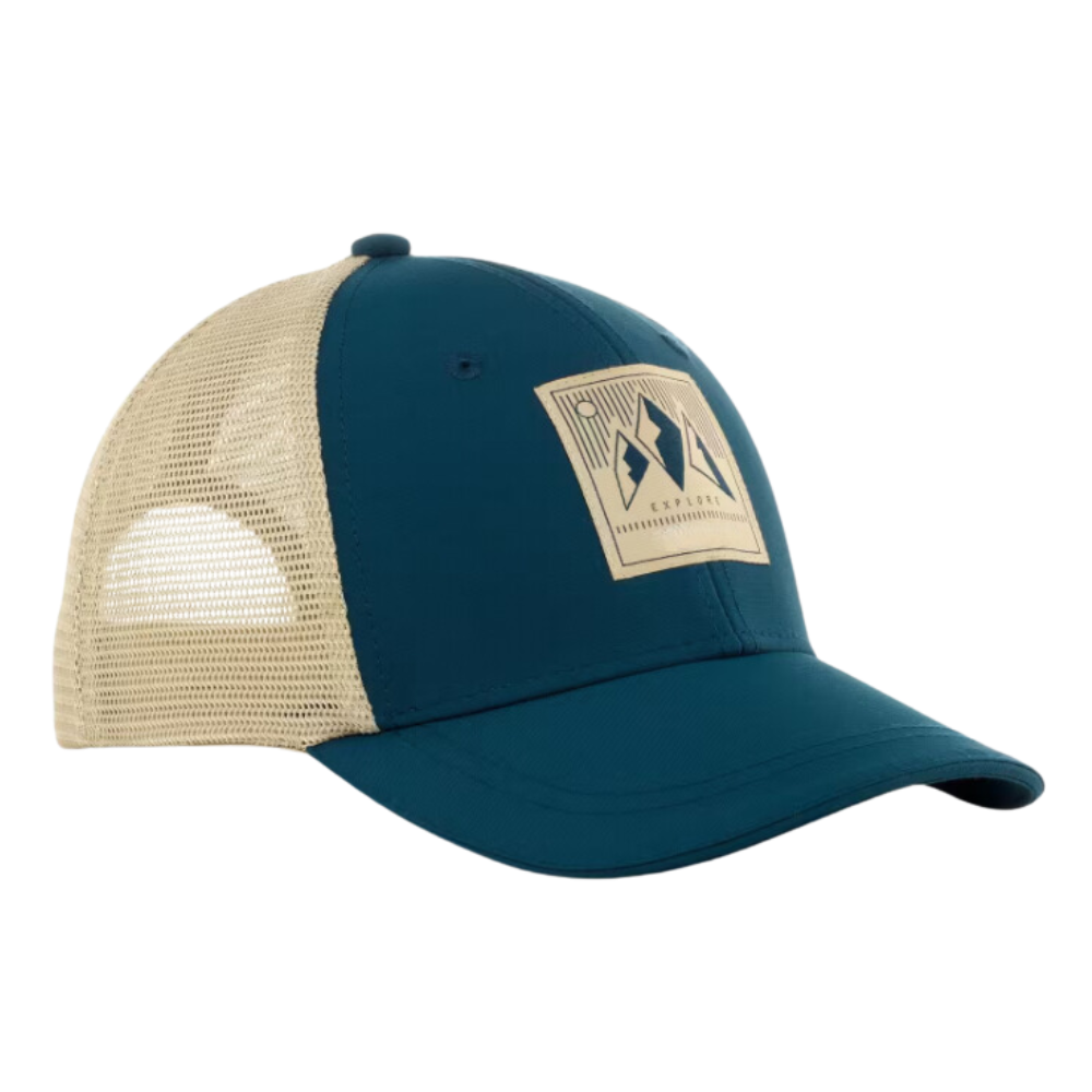 Trucker Hat 6 Panel Gorras Structured Custom Hats Caps Embroidered Woven Patch Teal/Caramel Breathable Mesh Adjustable Size OEM 4