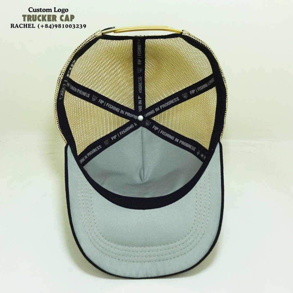 Trucker Hat 6 Panels Gorras Embroidered Logo Patches On Front And Left Side Contrast Color Black/Yellow Inner Tapes Snapback OEM 6