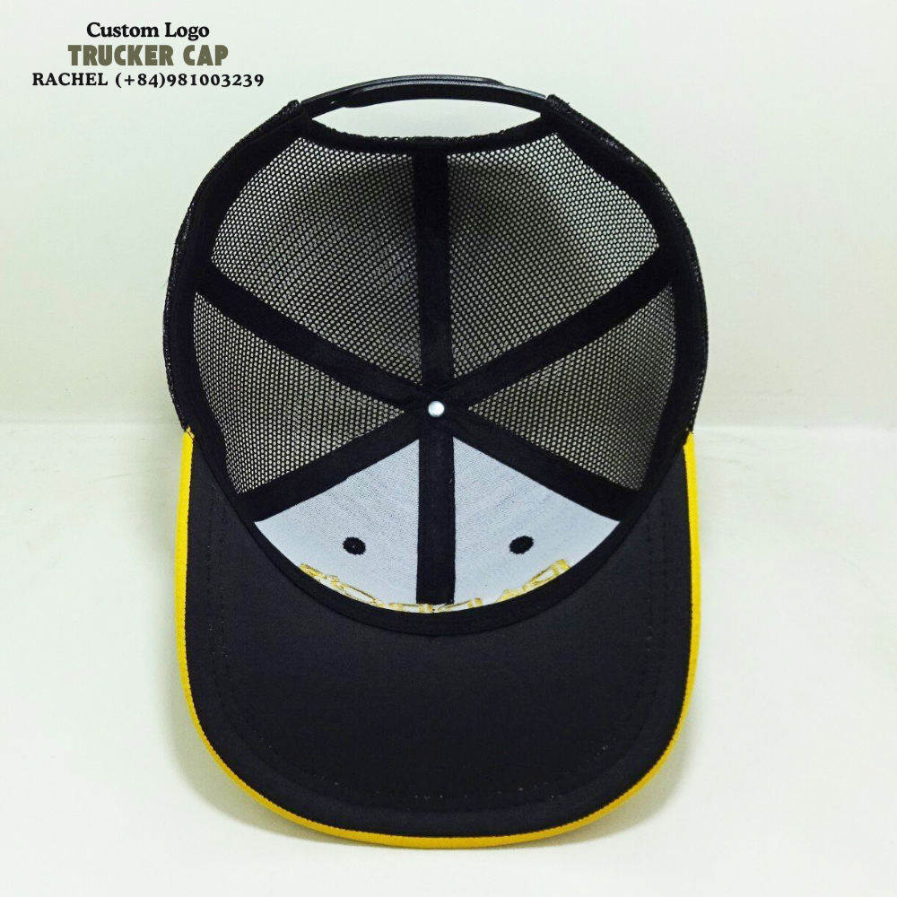 Trucker Hats 6 Panel 3D Embroidered Logo Custom Brim Color Structured Caps Breathable Mesh Adjustable Snapback Closure Unisex 6