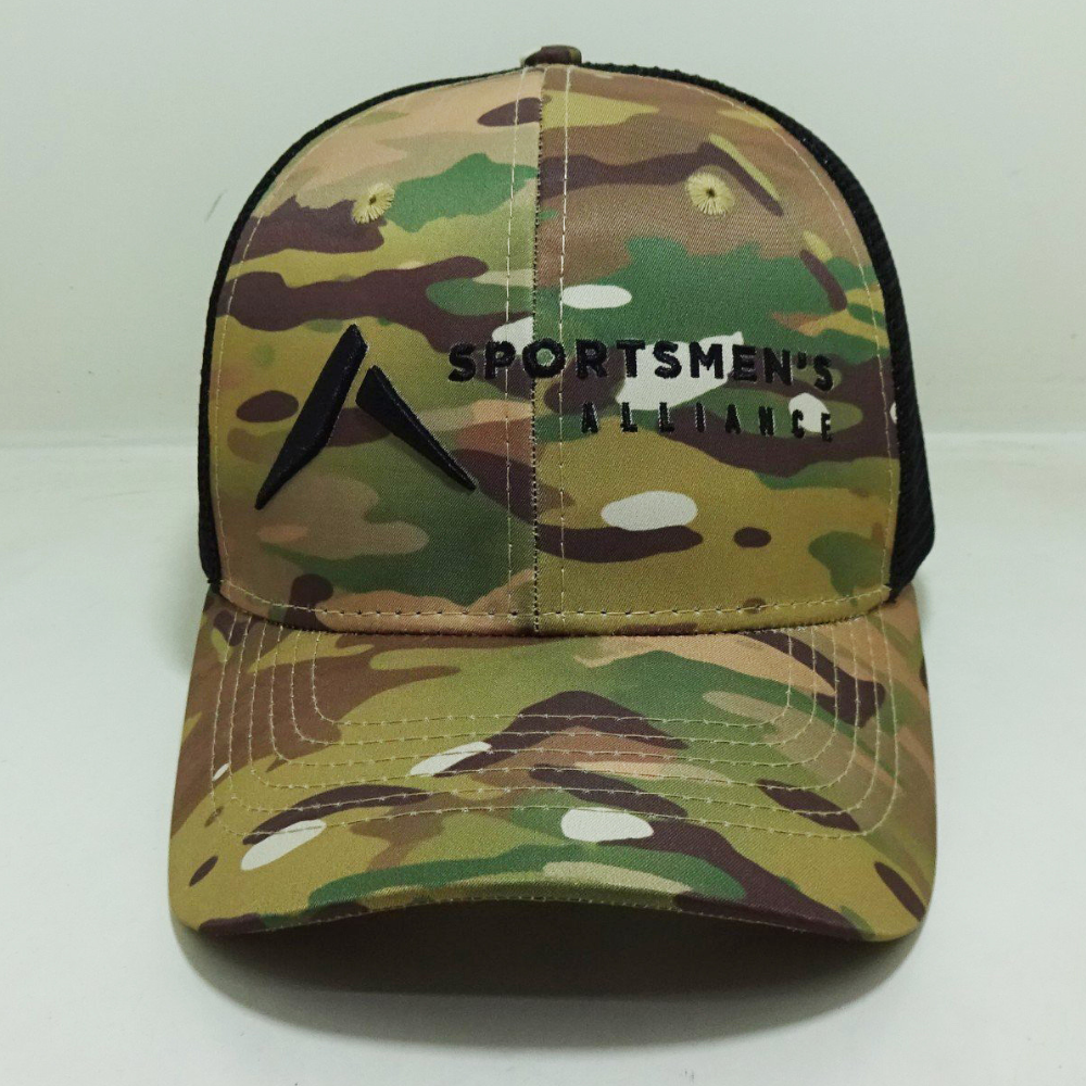 Trucker Hats 6 Panel Camouflage/Black Curved Brim Adjustable Snapback Closure Breathable Mesh Unisex Vietnam Headwear Factory 2
