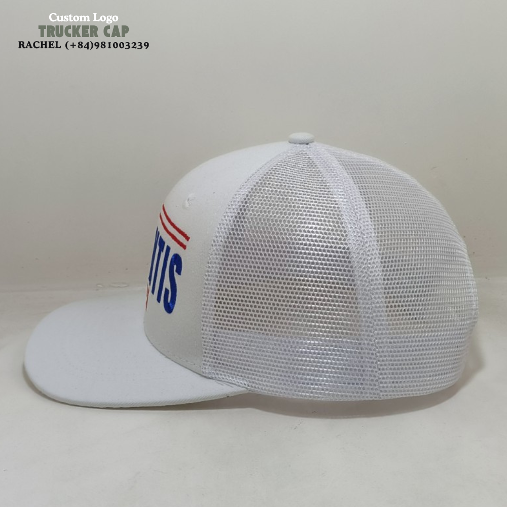 Trucker Hats 6 Panel Gorras 2D Embroidered Logo Structured Caps Slightly Curved Brim Private Label Tag On Sweatband Snapback OEM 4