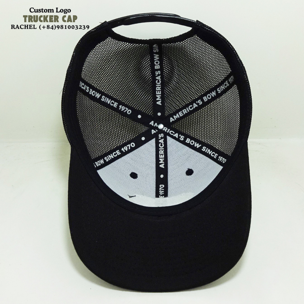 Trucker Hats 6 Panels Structured Gorras Embroidered Logo Printed Inner Tapes Curved Brim Solid Color Black Adjustable Snapback 5