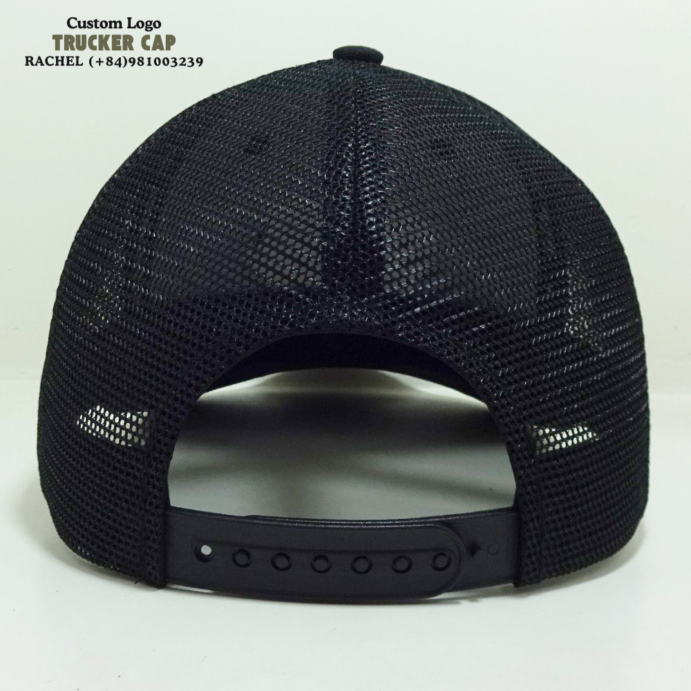 Trucker Hats 6 Panels Structured Gorras Embroidered Logo Printed Inner Tapes Curved Brim Solid Color Black Adjustable Snapback 6