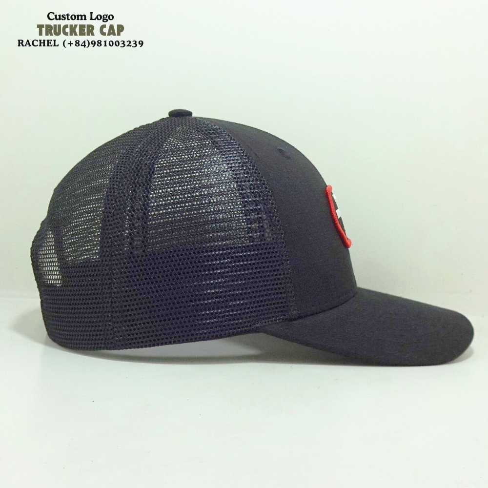 Trucker Hats 6 Panels Structured Gorras Embroidered Logo Printed Inner Tapes Curved Brim Solid Color Black Adjustable Snapback 4