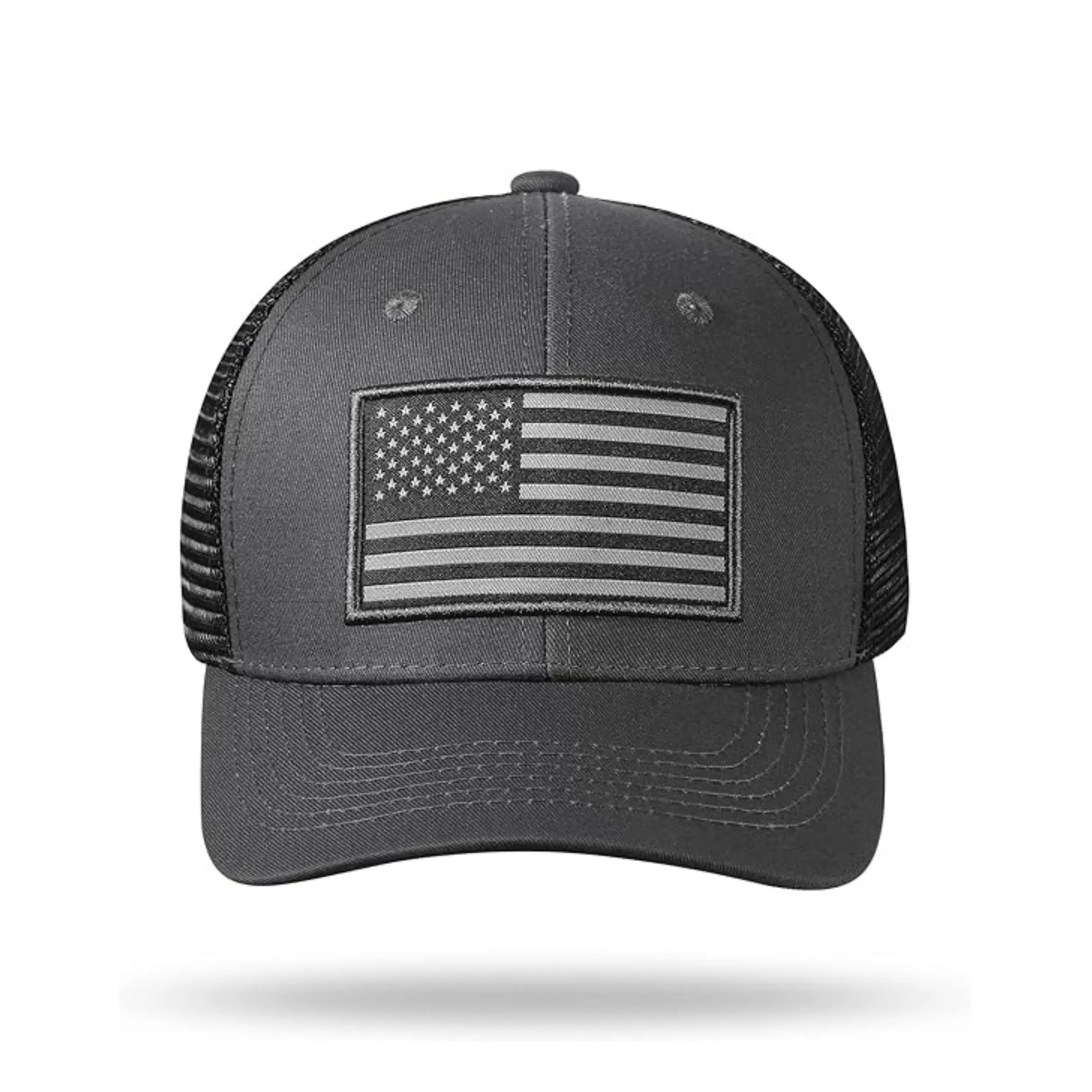 Trucker Hats High Quality Custom National Flag Design 6 Panel Flat Brim Mens Sports Mesh Trucker Hat 2